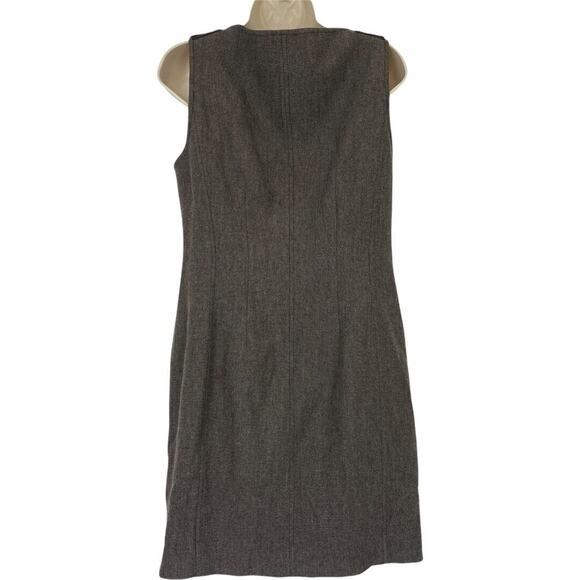 Worth Dress Womens 10 Wool Blend Stretch Shift Sleeveless Faux Leather Trim - Picture 2 of 9